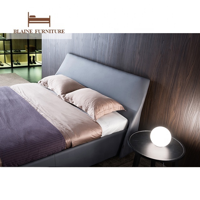 Nordic Designer Free Sample Cow Leather Faux Leather Best Quality Adult Full Size Double Bed