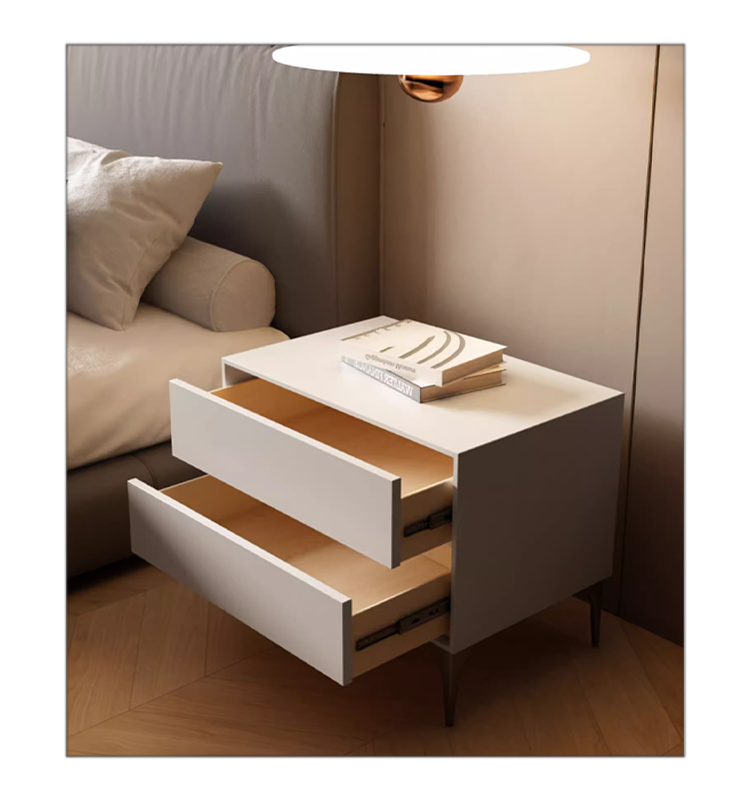 2024 New Smart Nightstand Microfiber With Steel Legs Side Table Bedroom Furniture Table Bedside With Fingerprint Lock