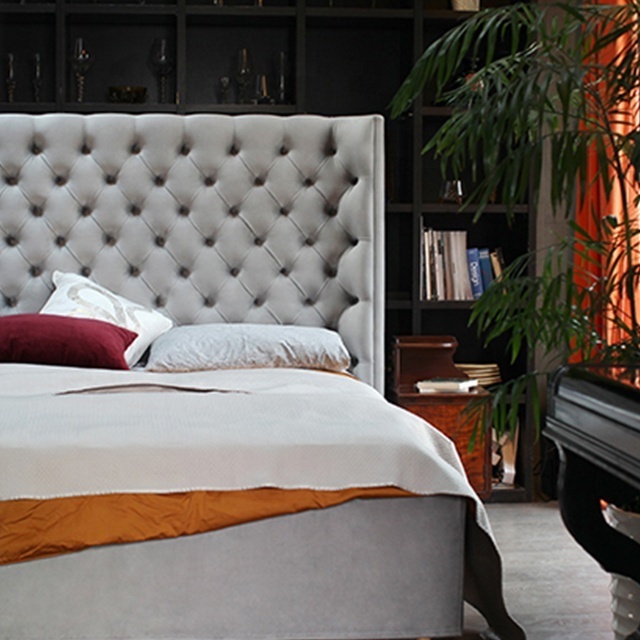 Luxury Platform King Upholstered Headboard Size Storage Bedroom Linen Trundle Fabric Tufted Queen Bed