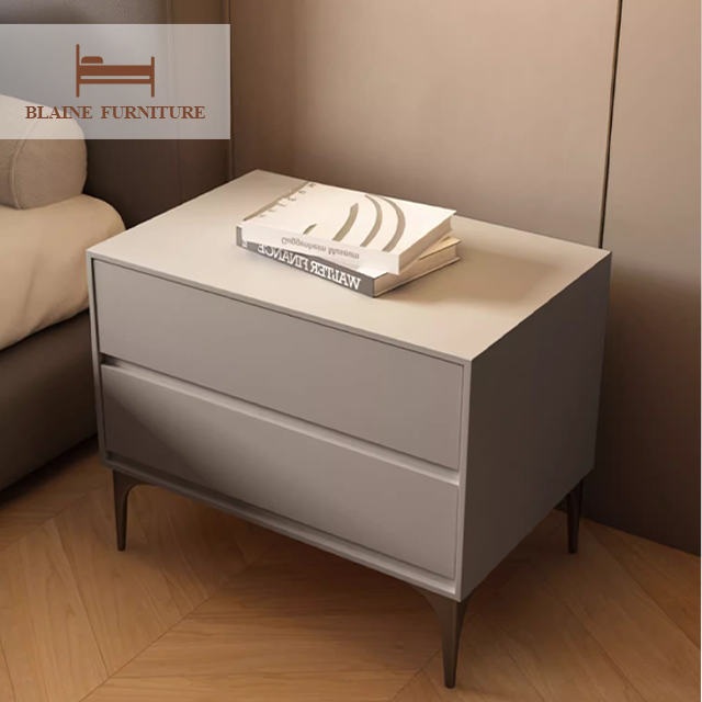 2024 New Smart Nightstand Microfiber With Steel Legs Side Table Bedroom Furniture Table Bedside With Fingerprint Lock