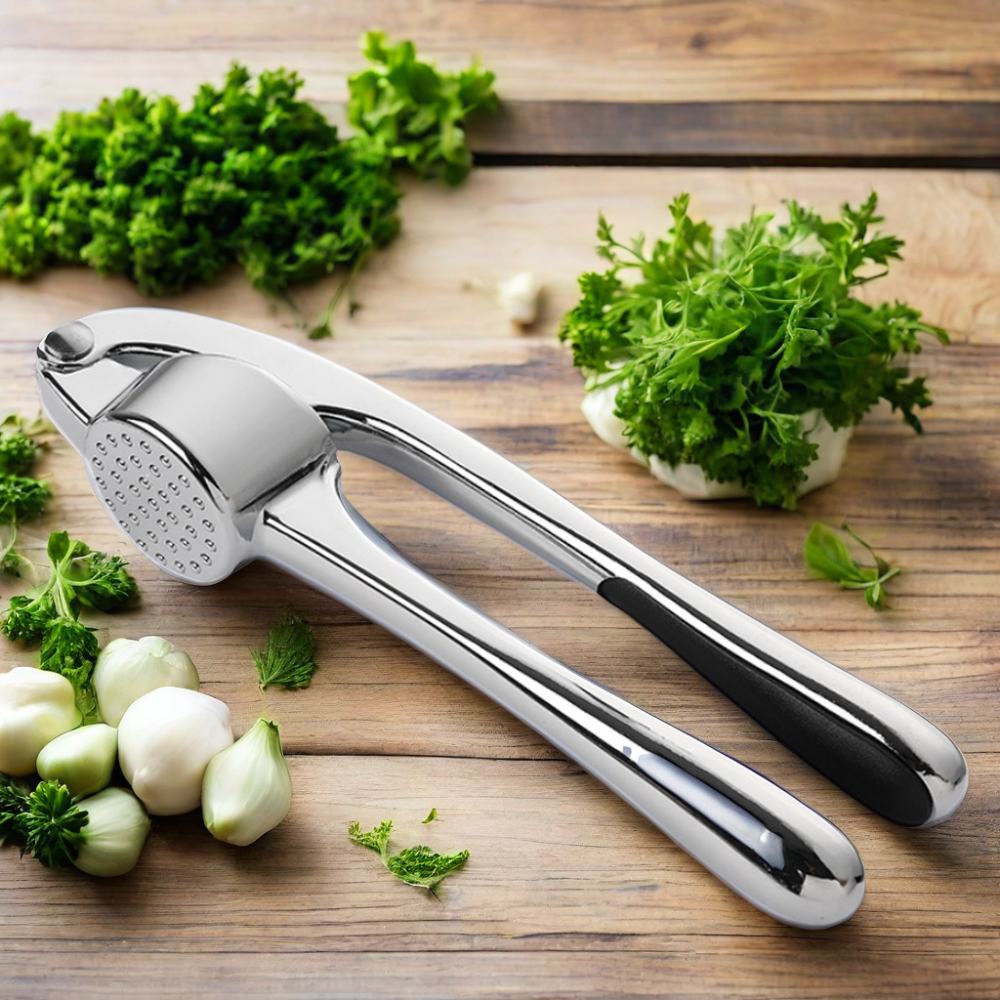 Premium Aluminum and Steel Garlic Press Easy-Squeeze Ergonomic Handle Eco-Friendly Fruit & Vegetable Tools