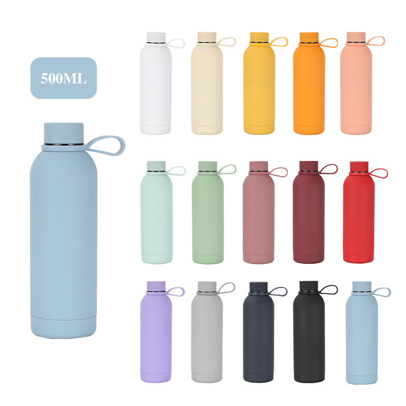 17oz 500ml Custom Stainless Steel Vacuum Sport Water Bottle Small Mouth Thermal Canteen with Soft Touch Paint for Travel