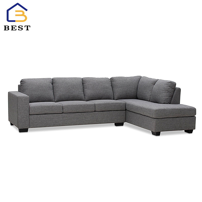 Commercial home furniture European style sectional sofa l shaped fabric sofa set