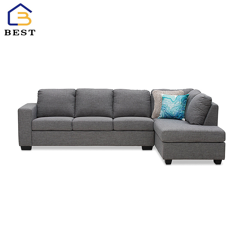 Commercial home furniture European style sectional sofa l shaped fabric sofa set