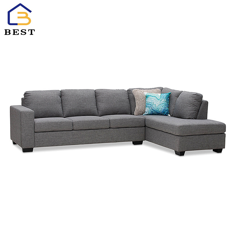 Commercial home furniture European style sectional sofa l shaped fabric sofa set