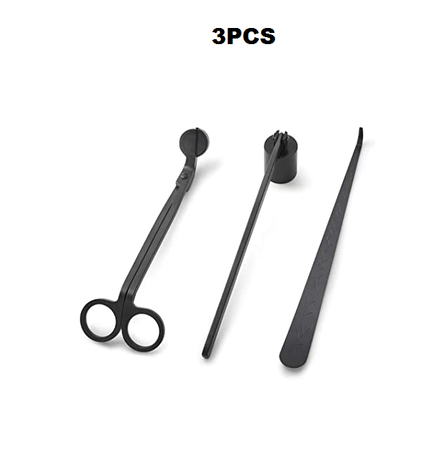 3 Pcs Black Coated Candle Care Kit Candle Snuffer Wick Trimmer With Wick Dipper Complete Kit