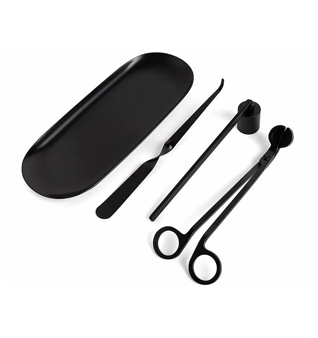 3 Pcs Black Coated Candle Care Kit Candle Snuffer Wick Trimmer With Wick Dipper Complete Kit