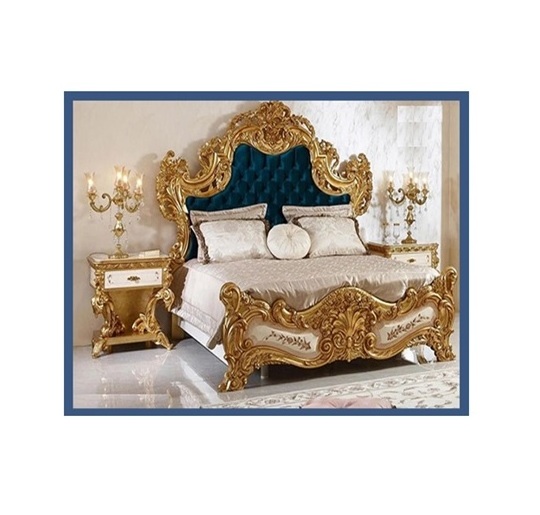 New Victorian Style Maharaja Bedroom Furniture High Quality Wooden Carved Bedroom Furniture European King Size Handmade Bed