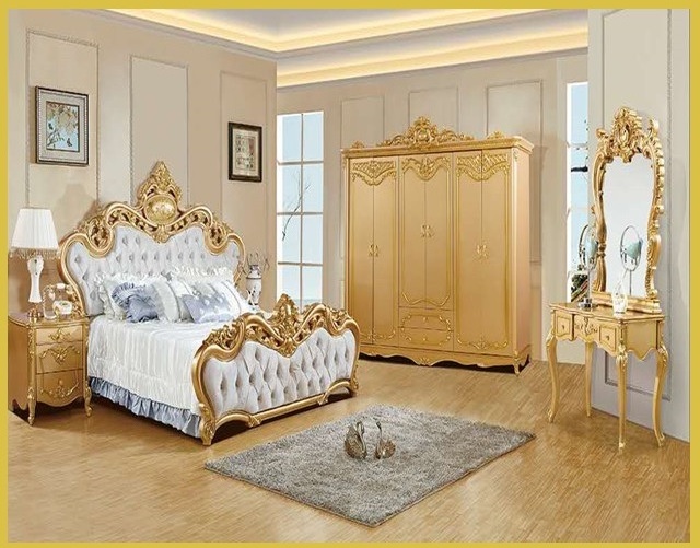 Wooden Furniture Set Carved Solid Wood Bedroom Furniture King Size And Queen Size Bed Bedroom Set Manufacturer