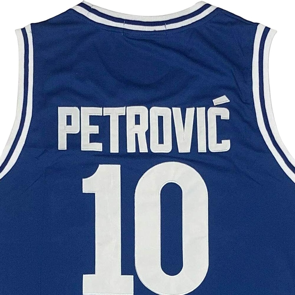 Original Basketball Jersey  Men's Drazen Petrovic Basketball Jersey 10 # Cibona European Blue All Stitched