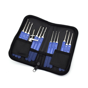 Lock Picks Set Locksmith Tools Supplies Blue 12pcs Set Tool Stainless Steel Locking Kit