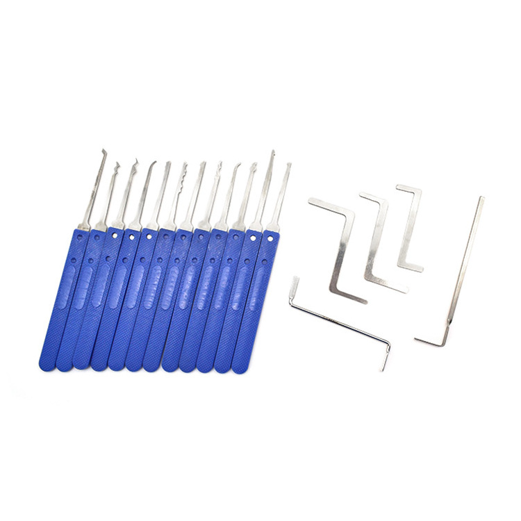 Lock Picks Set Locksmith Tools Supplies Blue 12pcs Set Tool Stainless Steel Locking Kit