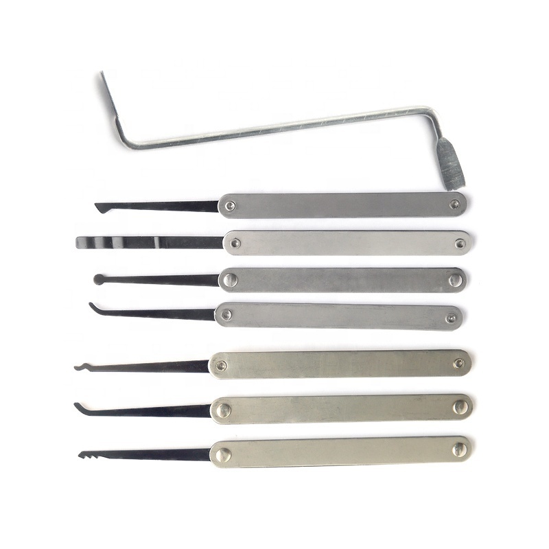 High Quality Stainless Steel Locksmith Tools Wholesale Double Row Tension Removal Hooks Locksmith Top 7pcs Lock Pick Set