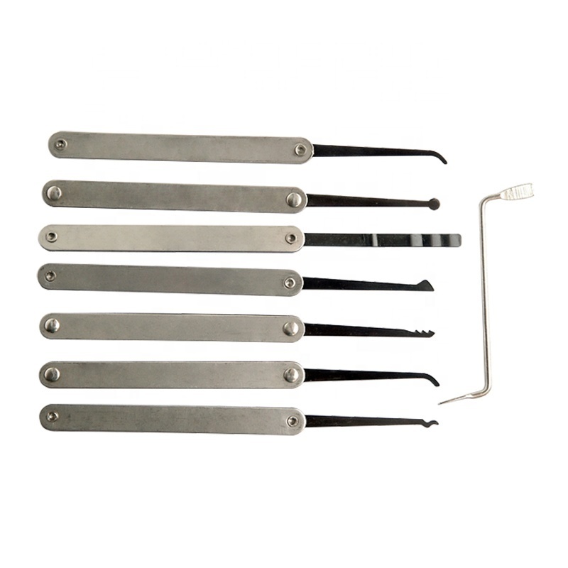 High Quality Stainless Steel Locksmith Tools Wholesale Double Row Tension Removal Hooks Locksmith Top 7pcs Lock Pick Set