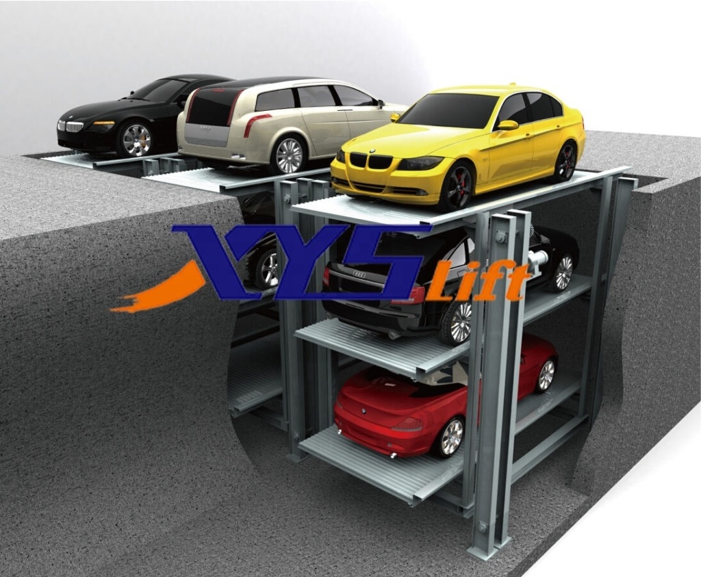 2-3 levels Underground Car Stacker Parking Garage system Pit Type Four Post