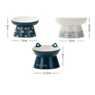 BSCI Factory Directly Japanese ceramic pet feeder standup elevated cat ceramic bowls small dog raised food cat water tilted bowl