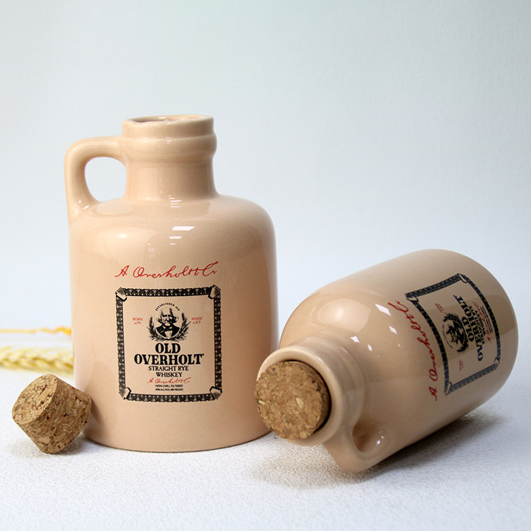 Ceramic Spirit Wine Flask Liquor Bottle Whisky Bottle 250ml Antique Ceramic Whisky Cider Jug with Cork Stopper