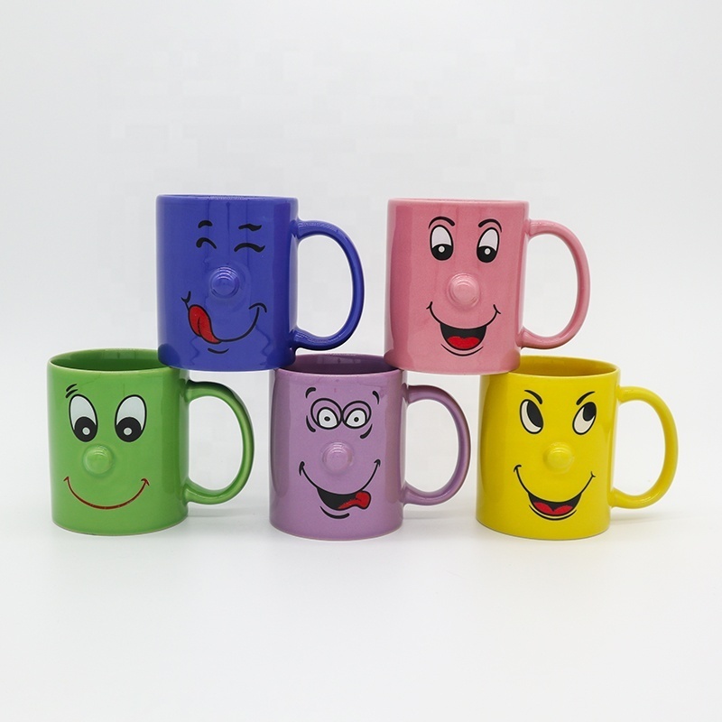 Wholesale custom Ceramic nose cup   color ceramic coffee mugs