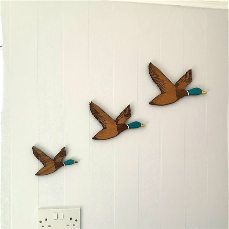 3 Pcs Wooden Ducks Wall Decor for Bedroom Rustic Farm Carved Wood Wall Art for Home Living Room Kitchen Office Decor