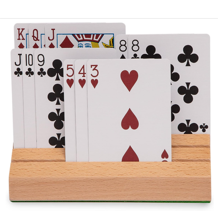 Solid Beech Playing Card Holder for Canasta Poker Parties  Playing Card Holder for Adults  Kids Seniors