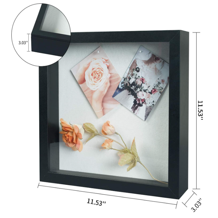 High quality 11x11 Shadow Box Picture Frame Front Opening Black Shadow Box Shadowbox Picture Frame