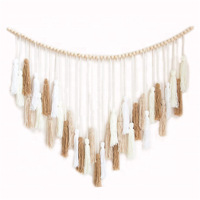 Decocove Macrame Wall Hanging Large Macrame Wall Hanging with Wood Beads Bohemian Wall Decor