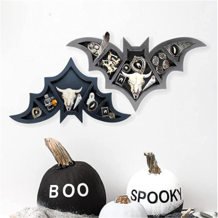 High quality gothic Spooky Goth Decor Bat Shelf  Wooden Gothic Decor for Home Black Hanging Wooden Shelf for Wall