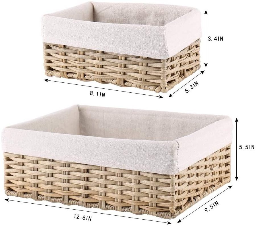 Handmade Wicker Storage Baskets Set Woven Decorative Organizing Nesting Baskets for Bedroom Bathroom