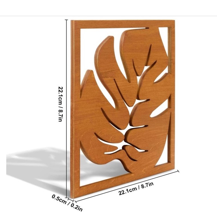 Wooden Palm Leaves Wall Decor, Wooden Leaves Plant Wall Decor, Hollow Tropical Leaves Pattern