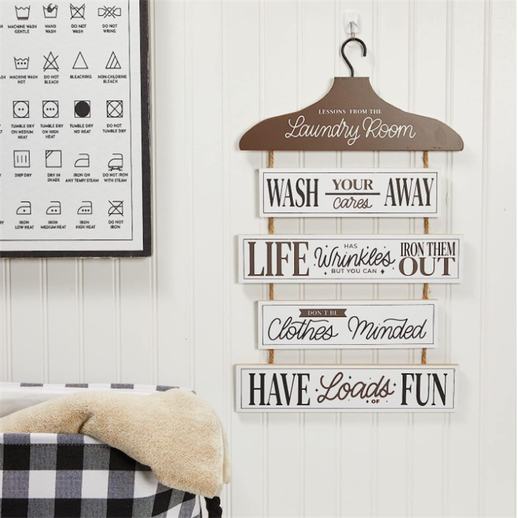 Farmhouse-Style Home Decor  Laundry Room Wall Sign Rustic Laundry Room Rules Hanging Sign Wooden Wash Dry Fold