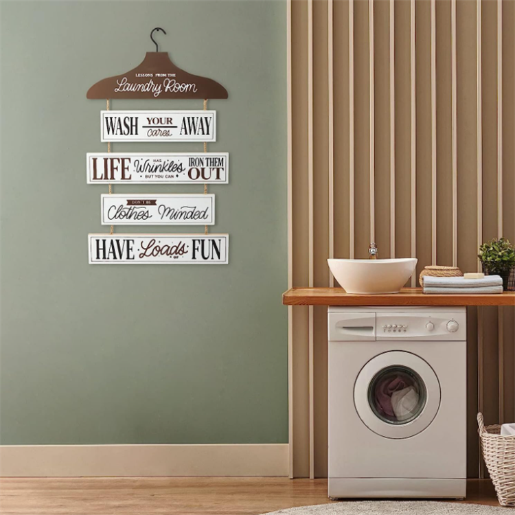 Farmhouse-Style Home Decor  Laundry Room Wall Sign Rustic Laundry Room Rules Hanging Sign Wooden Wash Dry Fold