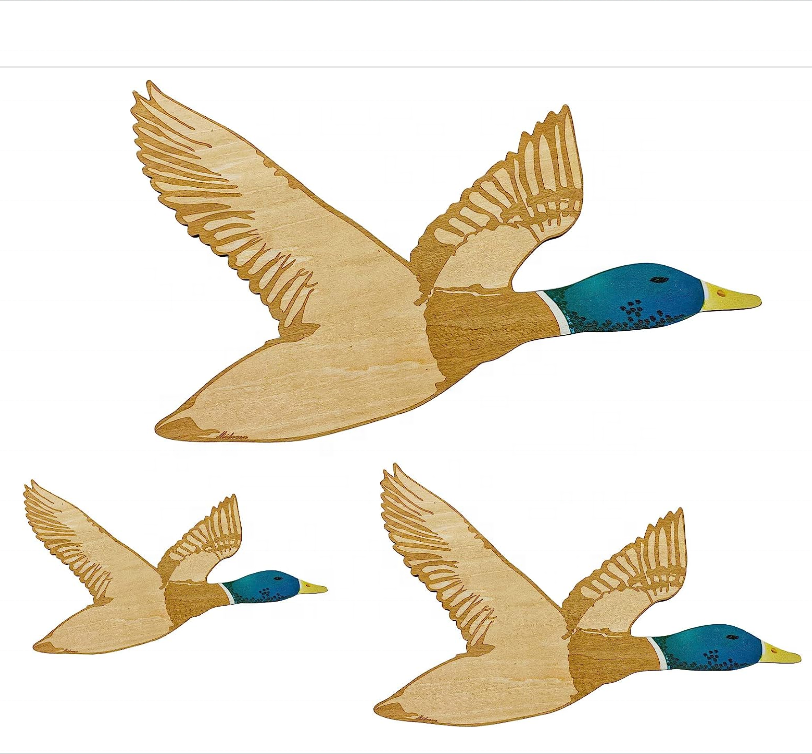 3 Pcs Wooden Ducks Wall Decor for Bedroom Rustic Farm Carved Wood Wall Art for Home Living Room Kitchen Office Decor