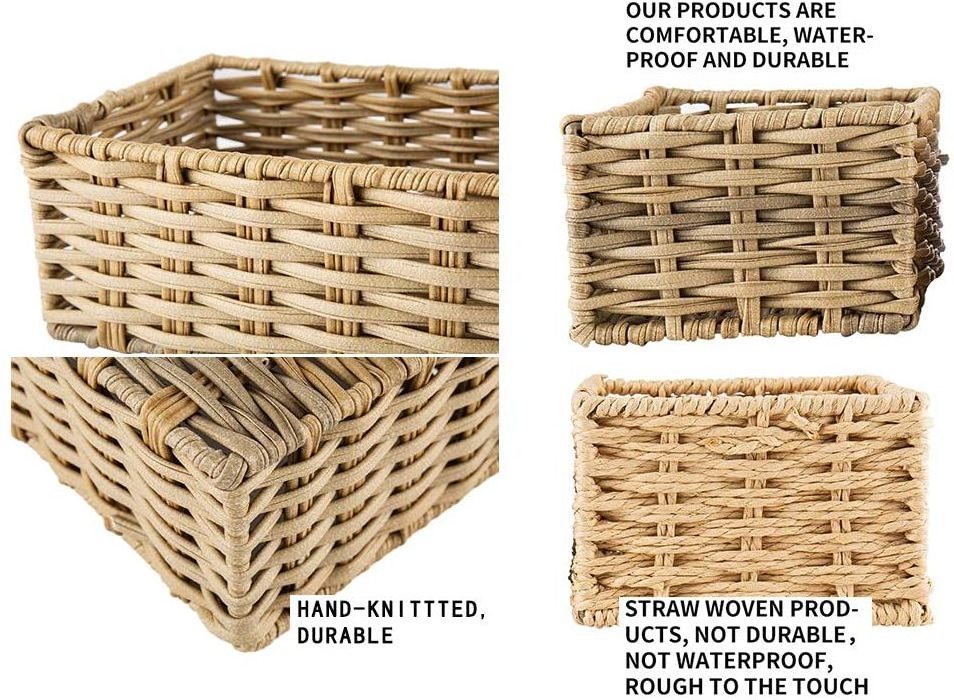 Handmade Wicker Storage Baskets Set Woven Decorative Organizing Nesting Baskets for Bedroom Bathroom