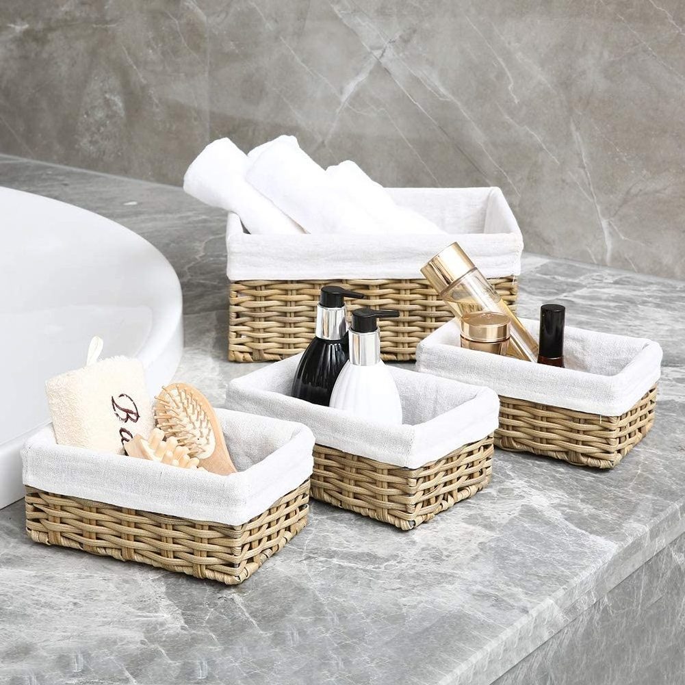 Handmade Wicker Storage Baskets Set Woven Decorative Organizing Nesting Baskets for Bedroom Bathroom