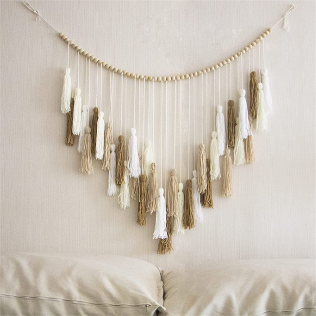 Decocove Macrame Wall Hanging Large Macrame Wall Hanging with Wood Beads Bohemian Wall Decor