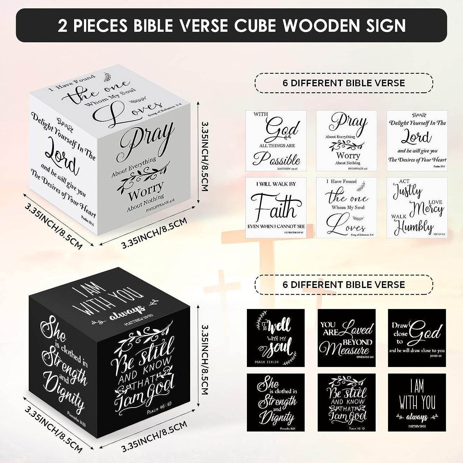 Mini Wood Signs Christian Decor Be Still and Know Religious Sign Wooden Scripture Desk Decor Rustic Bible Verse Blocks