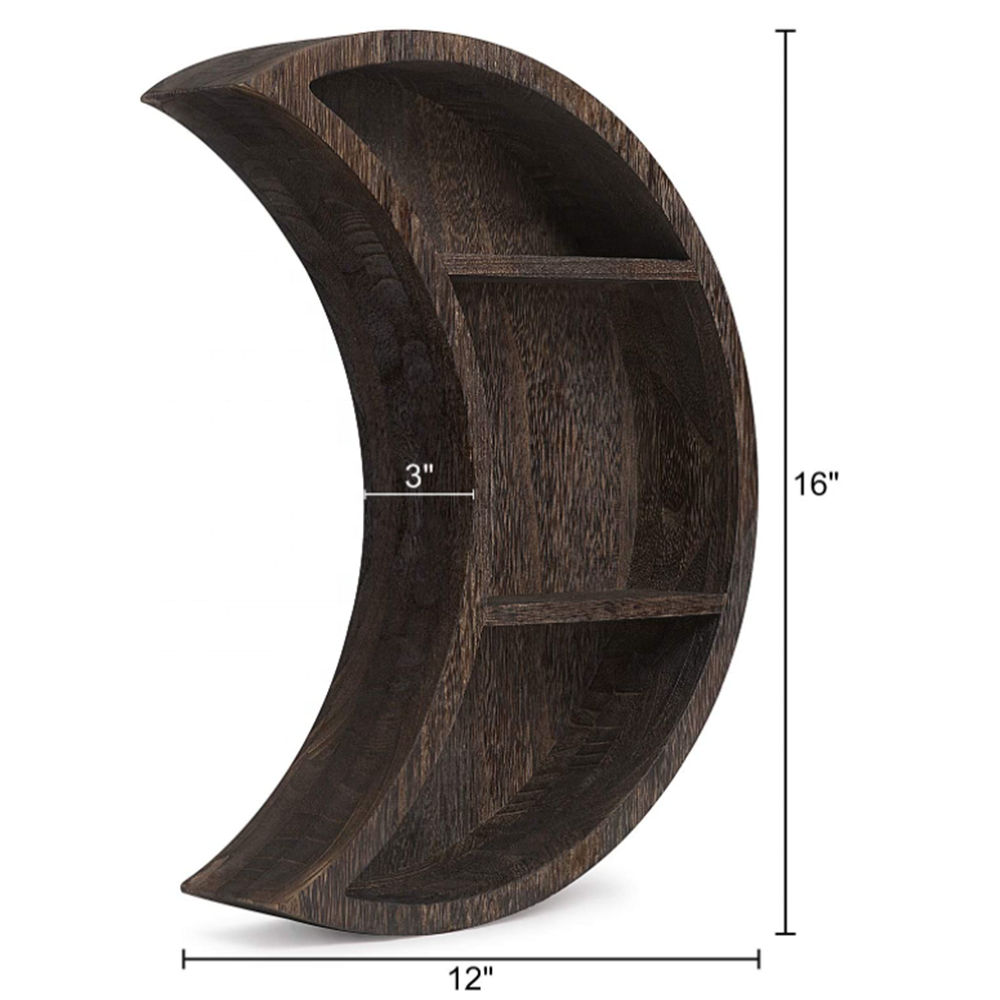 Novel design exquisite and elegant dark brown wooden moon shelf for living room bedroom bathroom