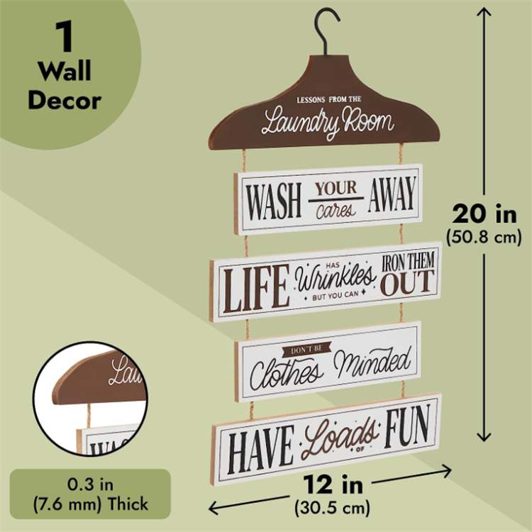 Farmhouse-Style Home Decor  Laundry Room Wall Sign Rustic Laundry Room Rules Hanging Sign Wooden Wash Dry Fold