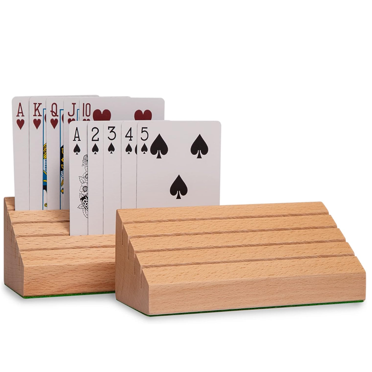 Solid Beech Playing Card Holder for Canasta Poker Parties  Playing Card Holder for Adults  Kids Seniors