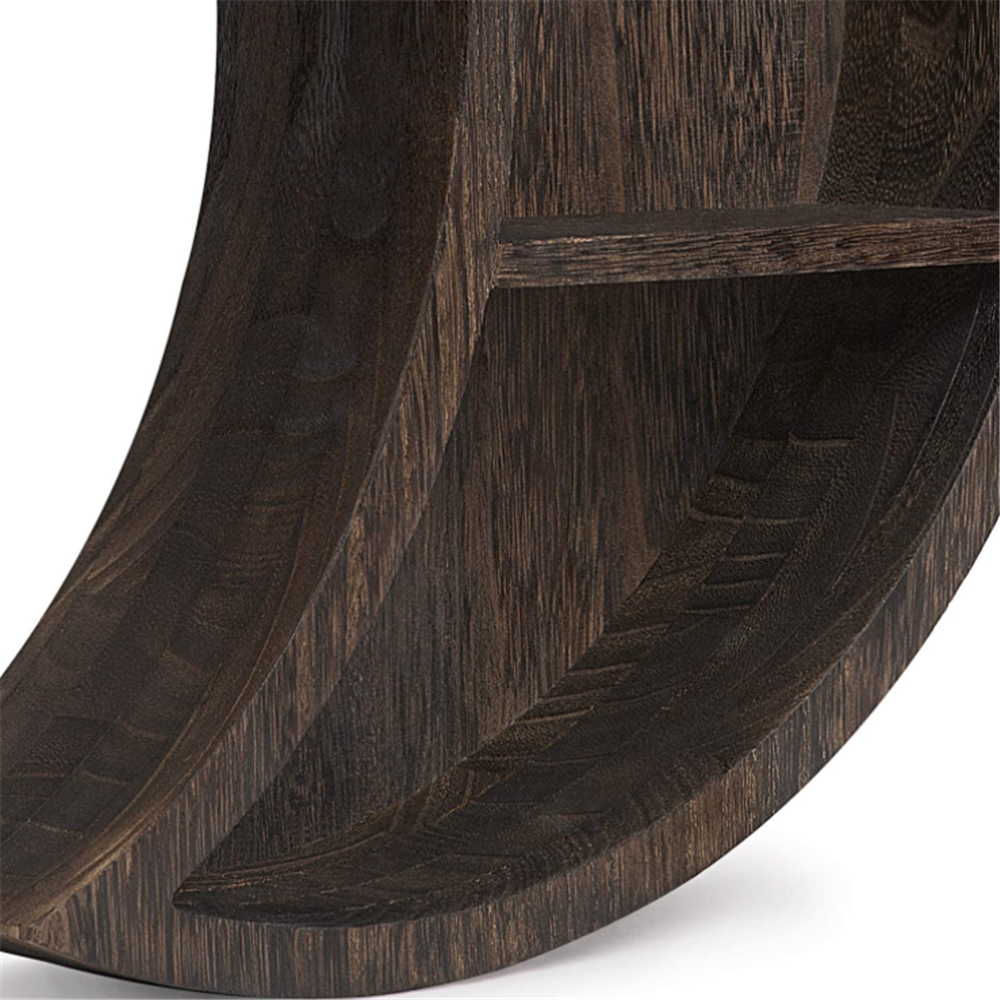 Novel design exquisite and elegant dark brown wooden moon shelf for living room bedroom bathroom