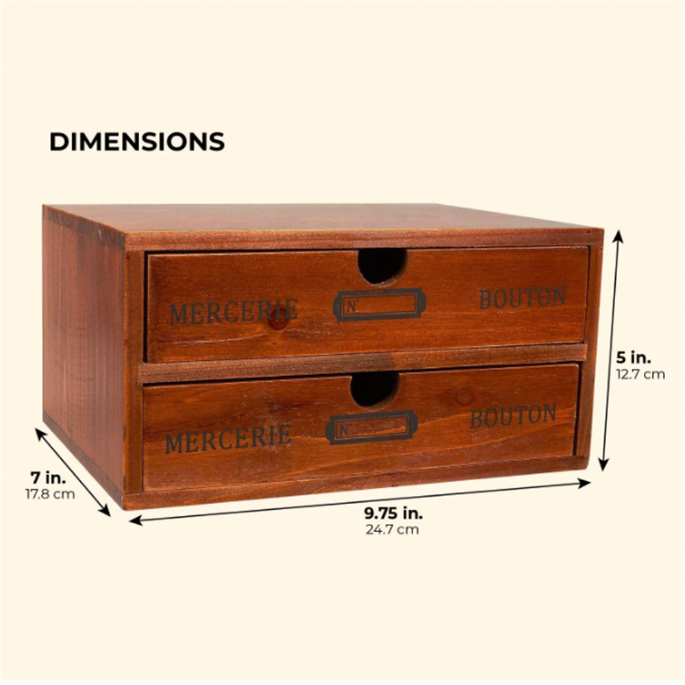 Wholesale custom Small Wood Desktop Organizer Storage Box with Drawers