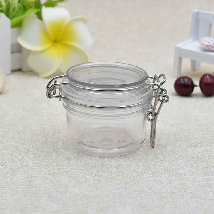 Private labels logo printing clear PET plastic mini hexagonal honey jar with dipper