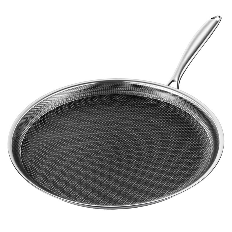 316 Stainless Steel Thousand Layer Leather Special Pot Flat Bottom Non Stick Pot Frying Pan Honey Comb Cooking Pizza Pans