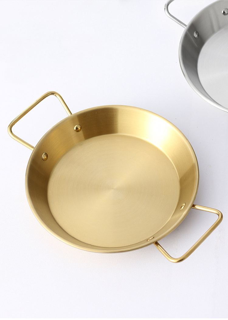 Customized Round Kitchen Restaurant Catering Kitchen Frying Pan Stainless Steel Paella Pan Frying Pan