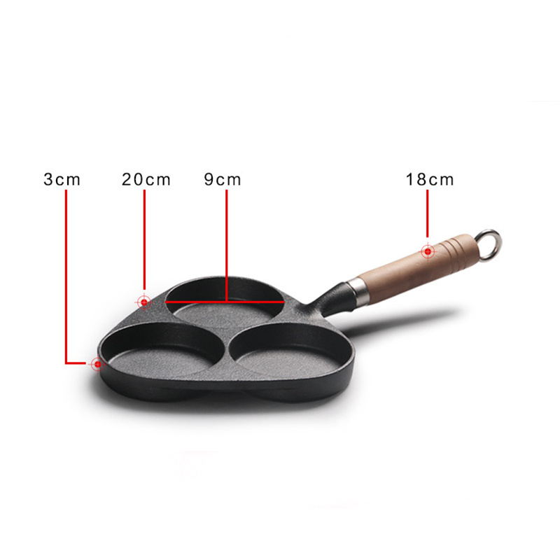 Omelet Pans 3-Cup Egg Frying Pan, Cast Iron Egg Cooker Pan