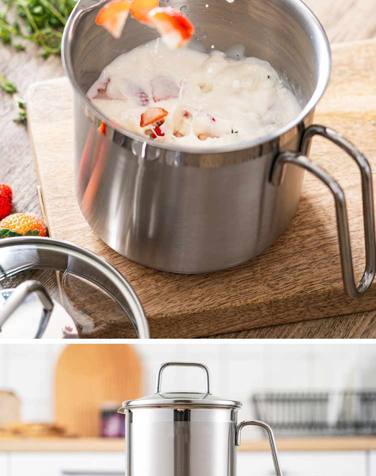 304 stainless steel cooking stock pot with durable bottom glass lid