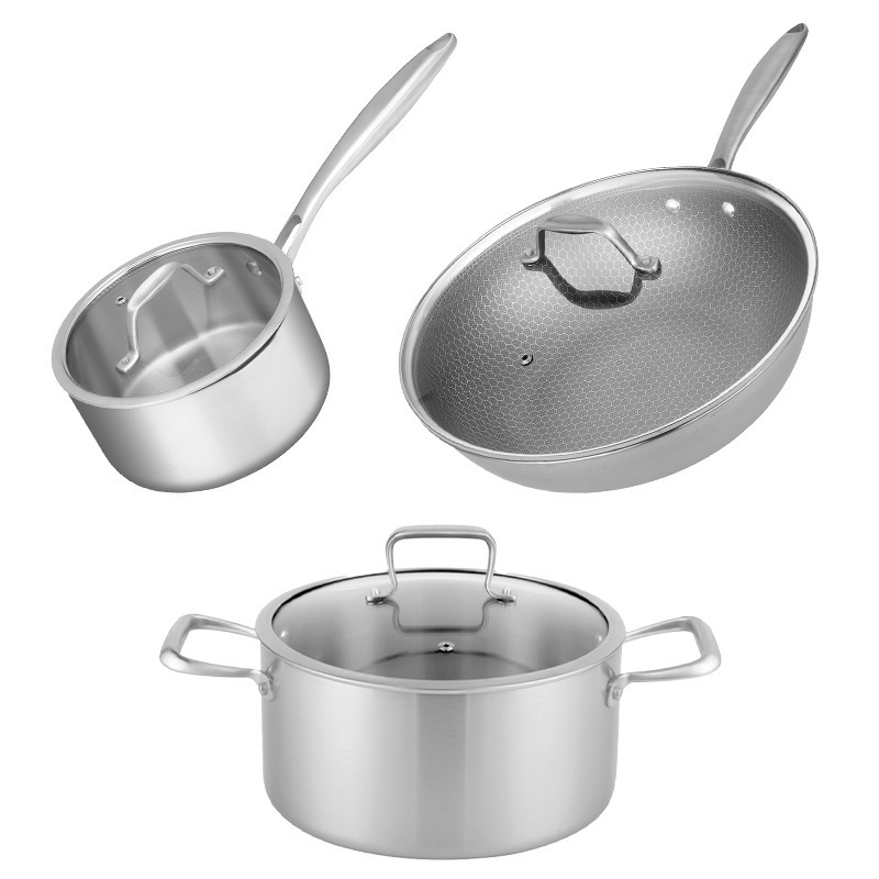 Pots and Pans Set Ultra-Clad Pro Stainless Steel Cookware Set Professional Quality Cookware Kitchen Stainless Steel Pot Set