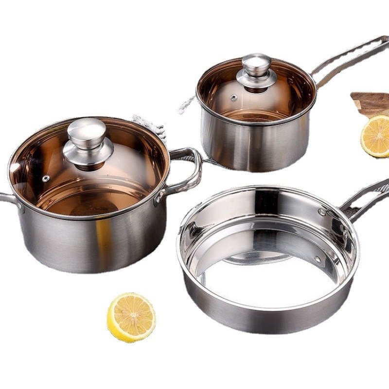 Kitchen Accessories Cooking Sets Nonstick Cookware 6 Pcs Pots And Pans Set Stainless Steel Soup Pot Set