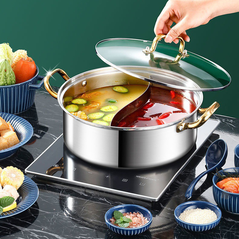 Stainless Steel Pot Saucepan with Glass Lid Stay Cool Handles Non-Stick Surface Soup Pot Small Cooking