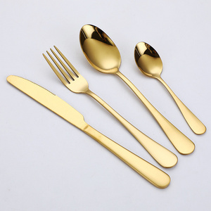 Wholesale Restaurant Flatware 4pcs Silver Gold Black Dinner Spoons Forks And knife Stainless Steel Cutlery